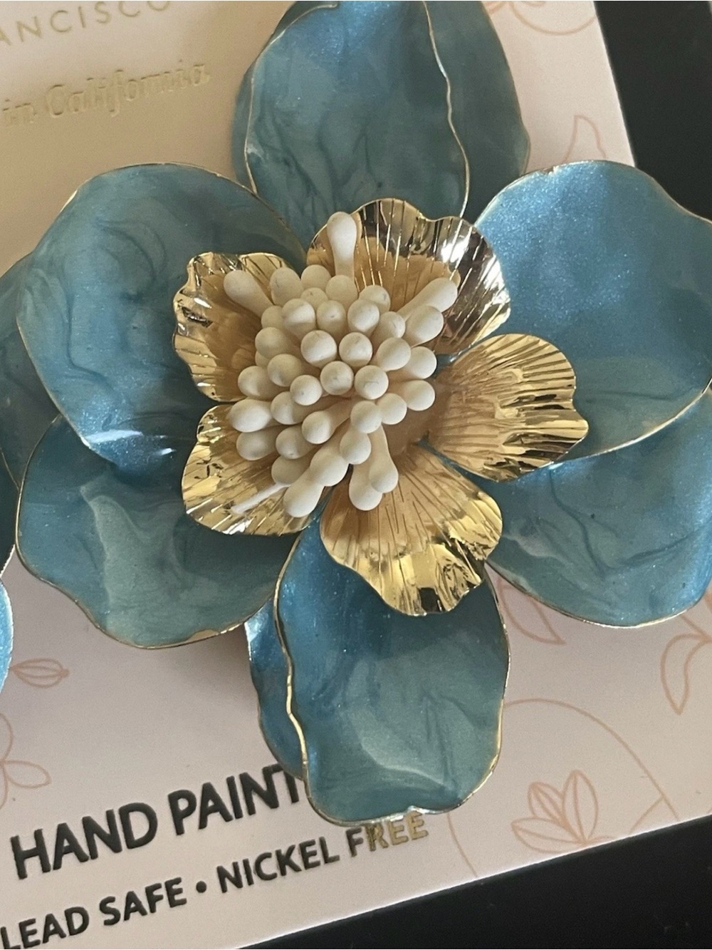 SEREFINA HAND-PAINTED large FLORAL Boho Chic Stud Earrings NICKEL FREE no box